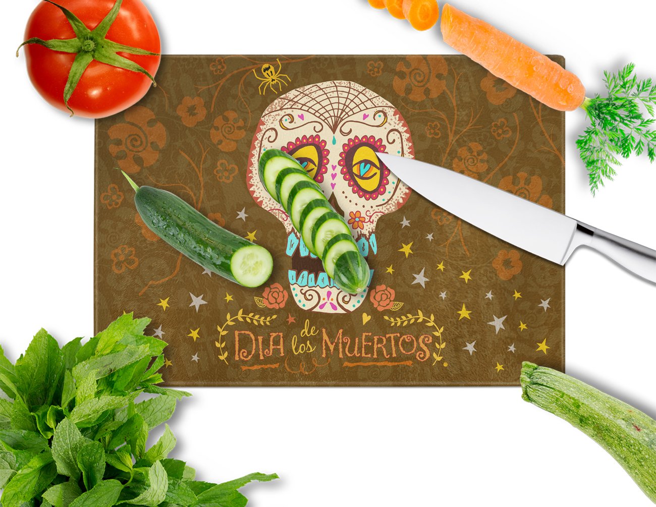 Day of the Dead Glass Cutting Board Large VHA3031LCB by Caroline's Treasures