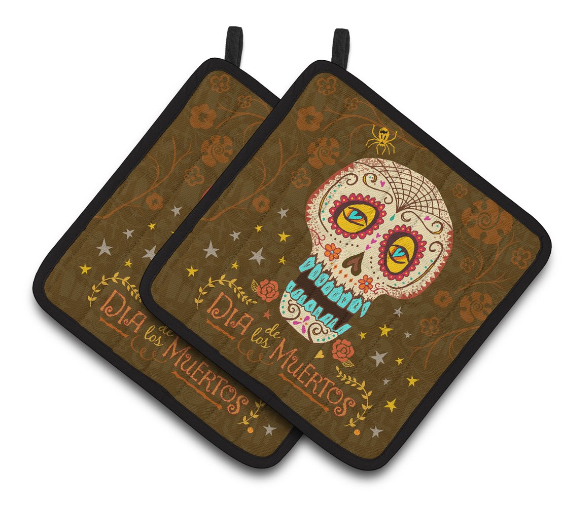 Day of the Dead Pair of Pot Holders VHA3031PTHD by Caroline&#39;s Treasures