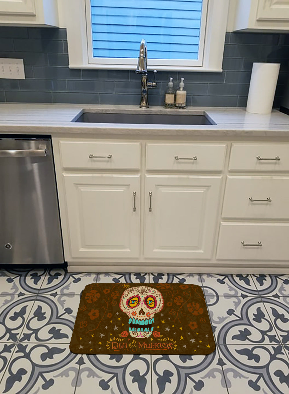 Day of the Dead Machine Washable Memory Foam Mat VHA3031RUG - the-store.com