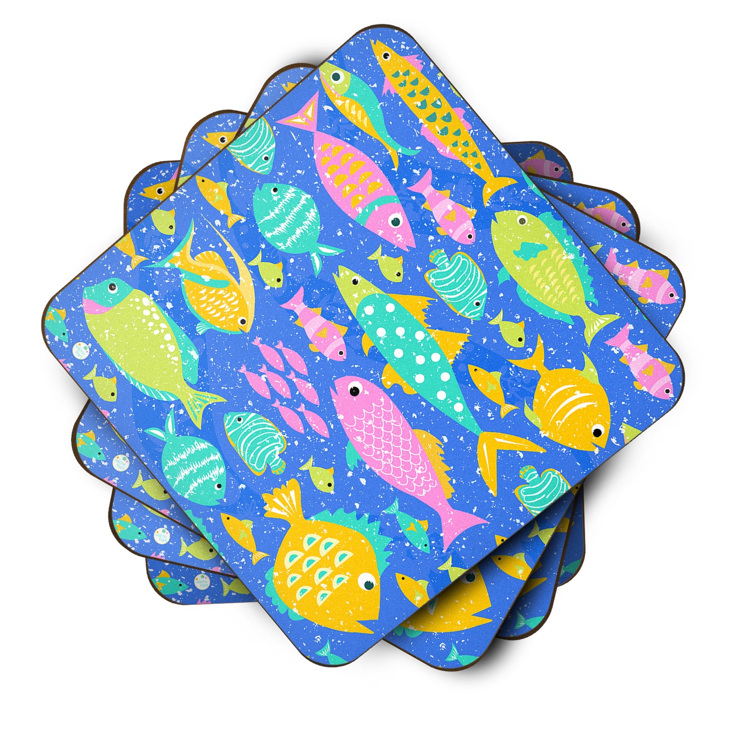Little Colorful Fishes Foam Coaster Set of 4 VHA3034FC - the-store.com