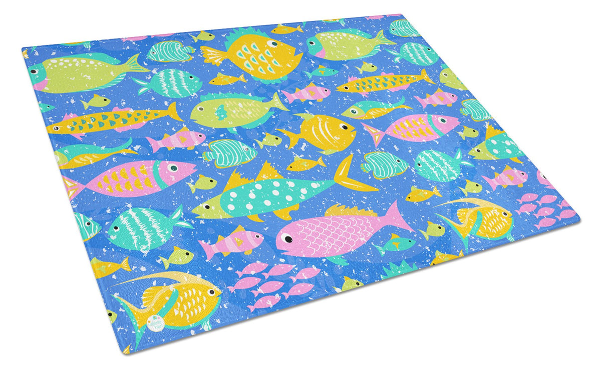 Little Colorful Fishes Glass Cutting Board Large VHA3034LCB by Caroline&#39;s Treasures