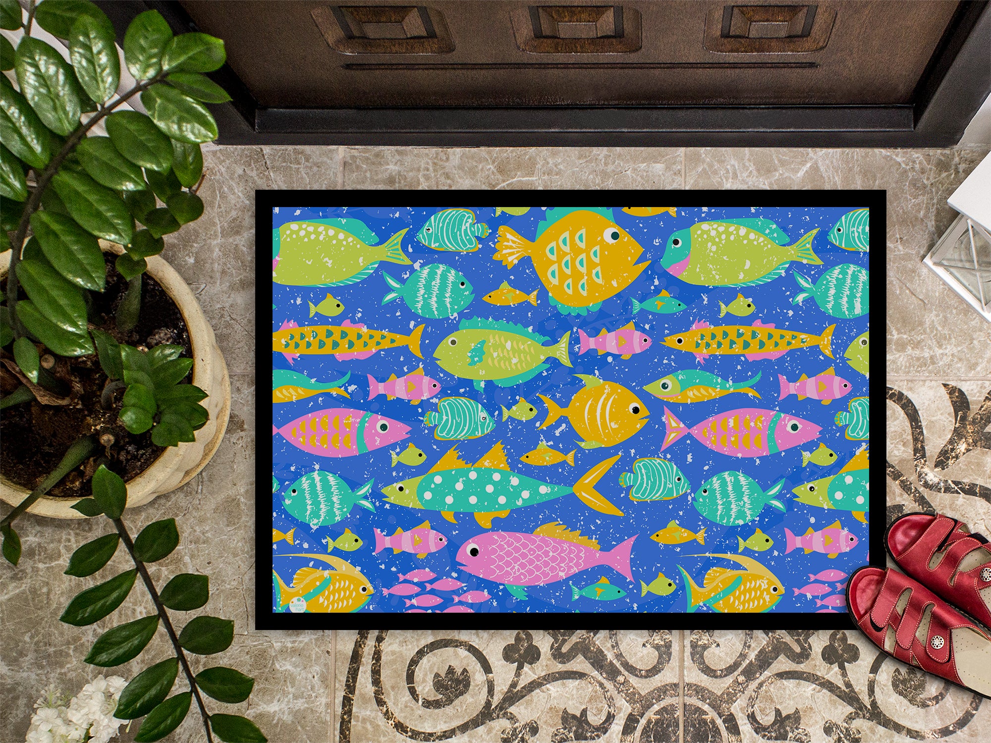 Little Colorful Fishes Indoor or Outdoor Mat 18x27 VHA3034MAT - the-store.com