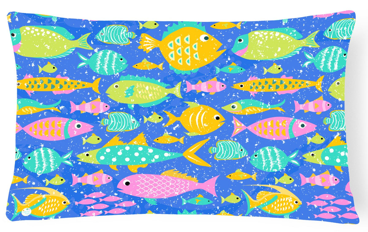 Little Colorful Fishes Canvas Fabric Decorative Pillow VHA3034PW1216 by Caroline&#39;s Treasures