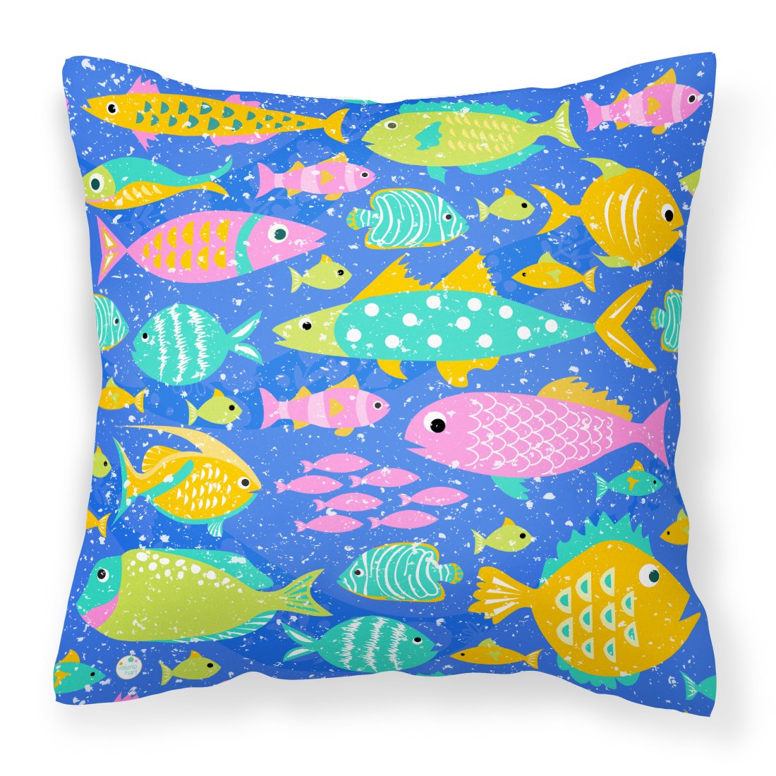 Little Colorful Fishes Fabric Decorative Pillow VHA3034PW1818 by Caroline&#39;s Treasures