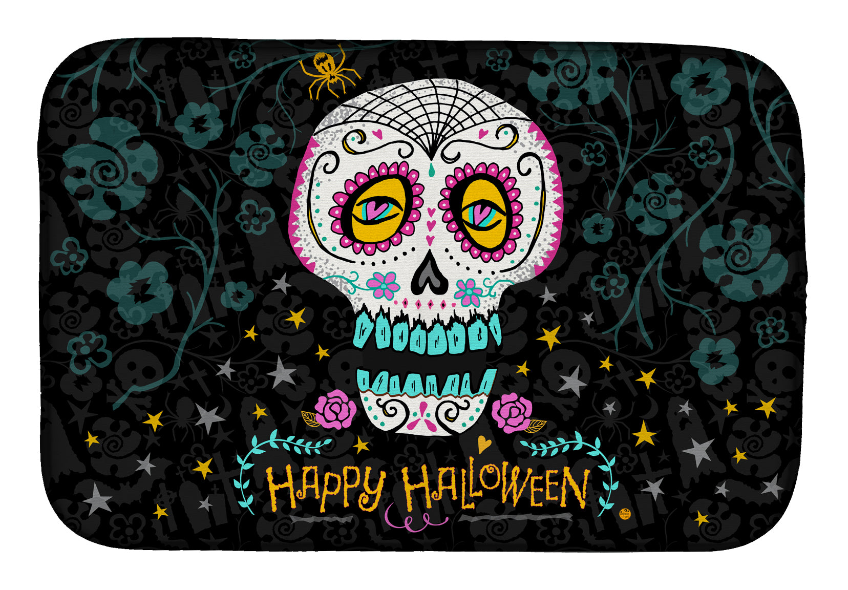 Happy Halloween Day of the Dead Dish Drying Mat VHA3035DDM  the-store.com.