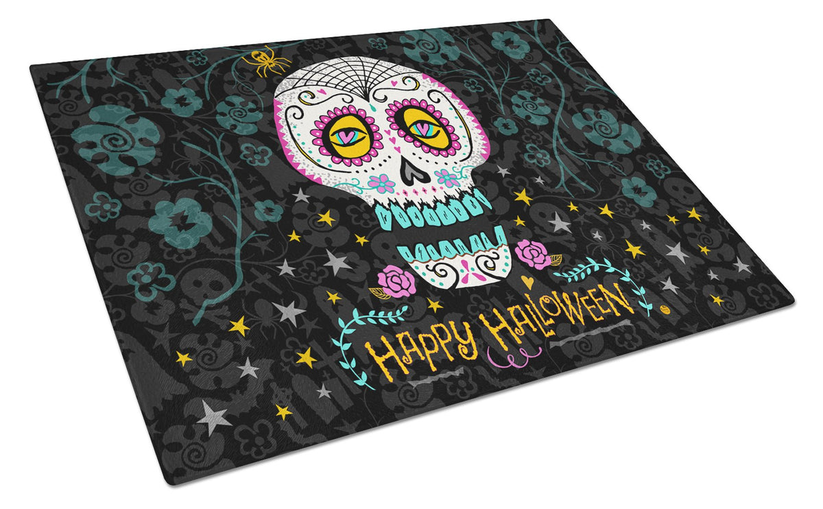 Happy Halloween Day of the Dead Glass Cutting Board Large VHA3035LCB by Caroline&#39;s Treasures