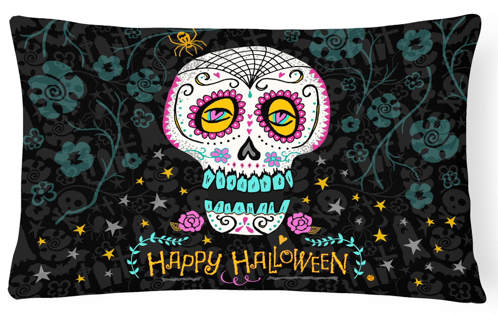 Happy Halloween Day of the Dead Canvas Fabric Decorative Pillow VHA3035PW1216 by Caroline's Treasures