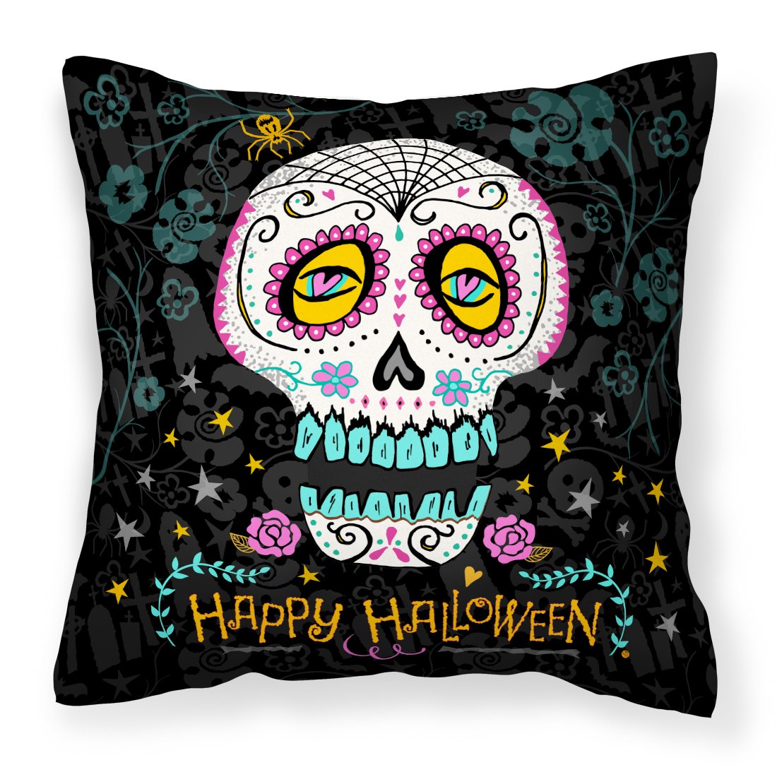 Happy Halloween Day of the Dead Fabric Decorative Pillow VHA3035PW1818 by Caroline&#39;s Treasures