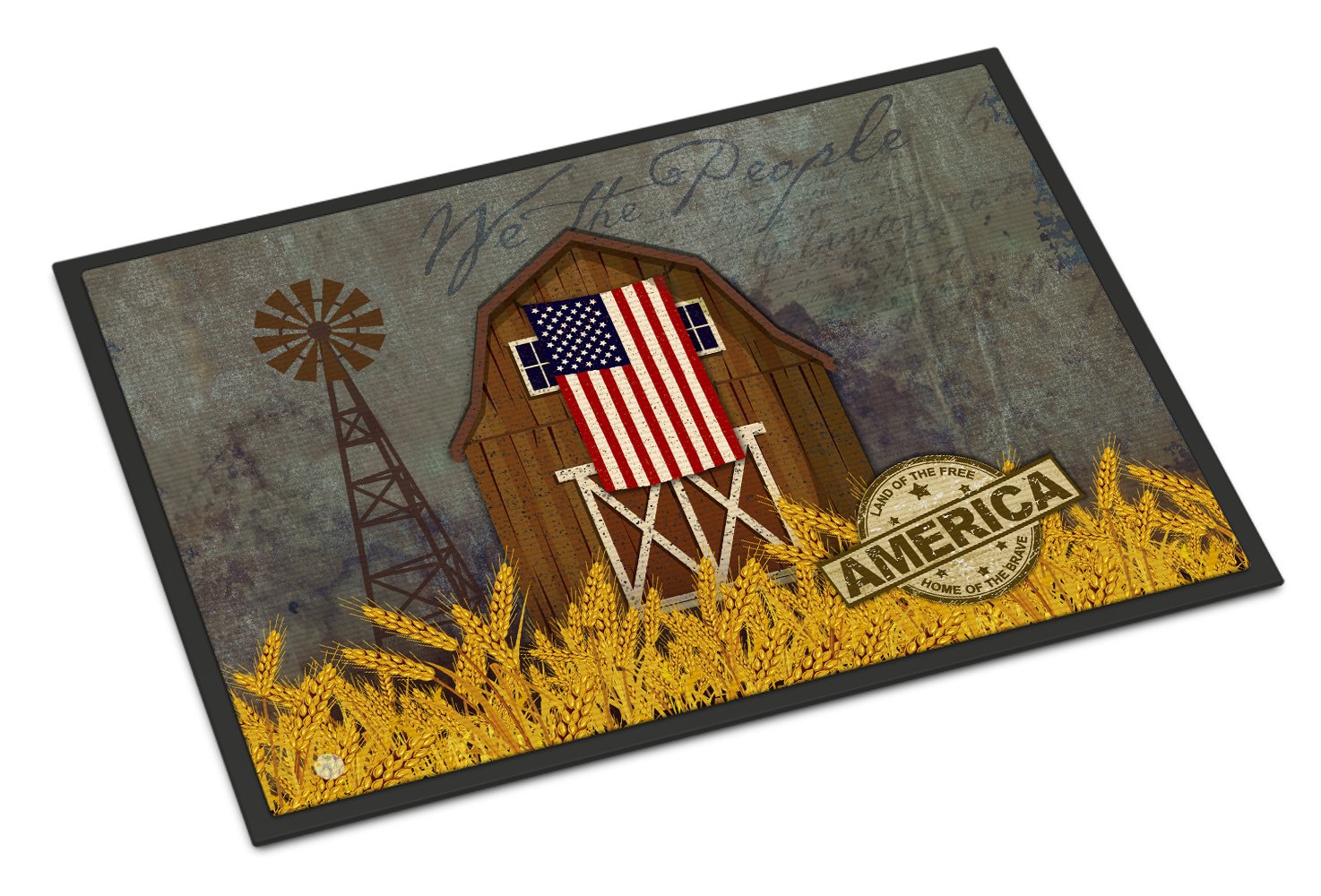 Patriotic Barn Land of America Indoor or Outdoor Mat 24x36 VHA3036JMAT by Caroline's Treasures