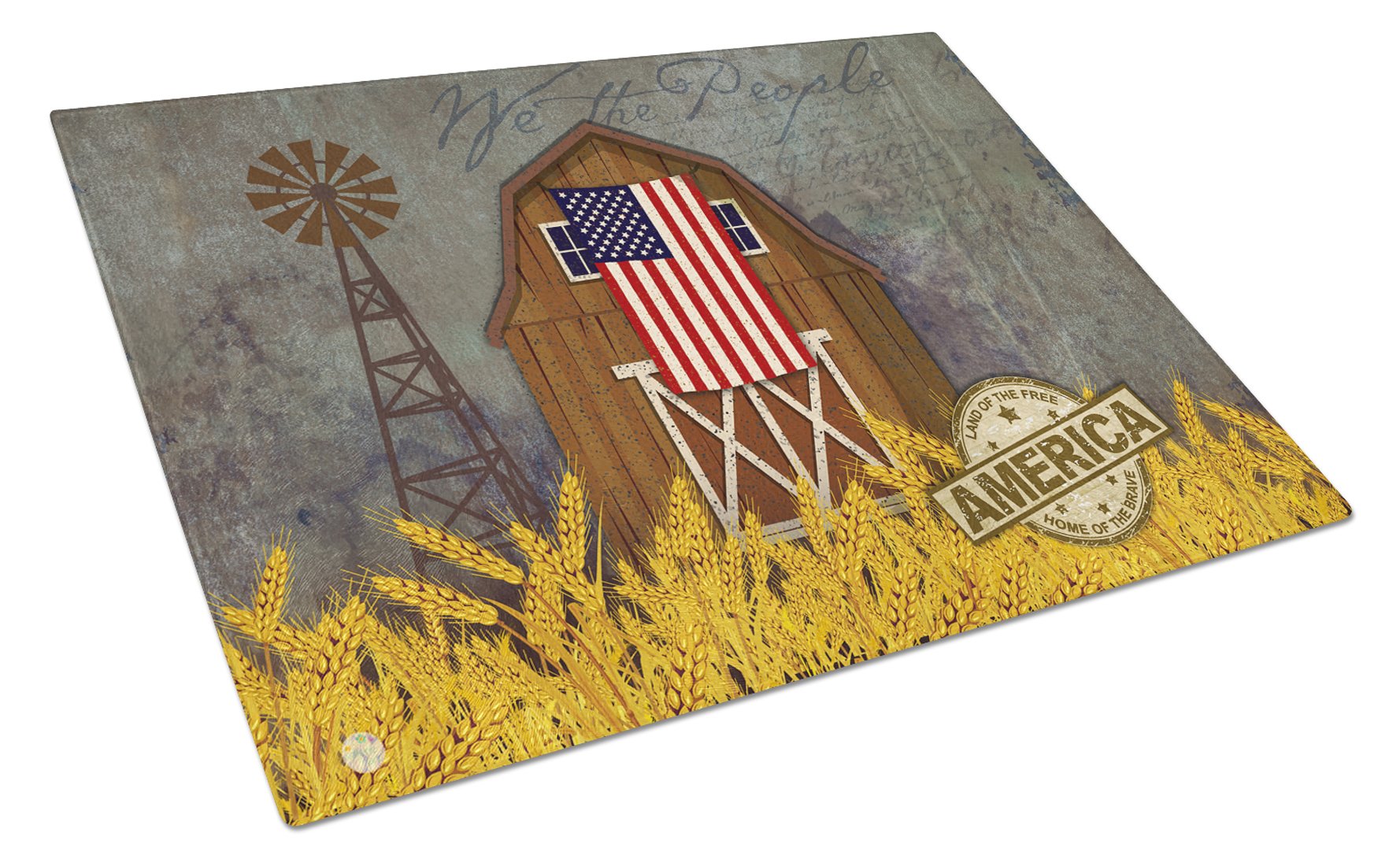 Patriotic Barn Land of America Glass Cutting Board Large VHA3036LCB by Caroline's Treasures