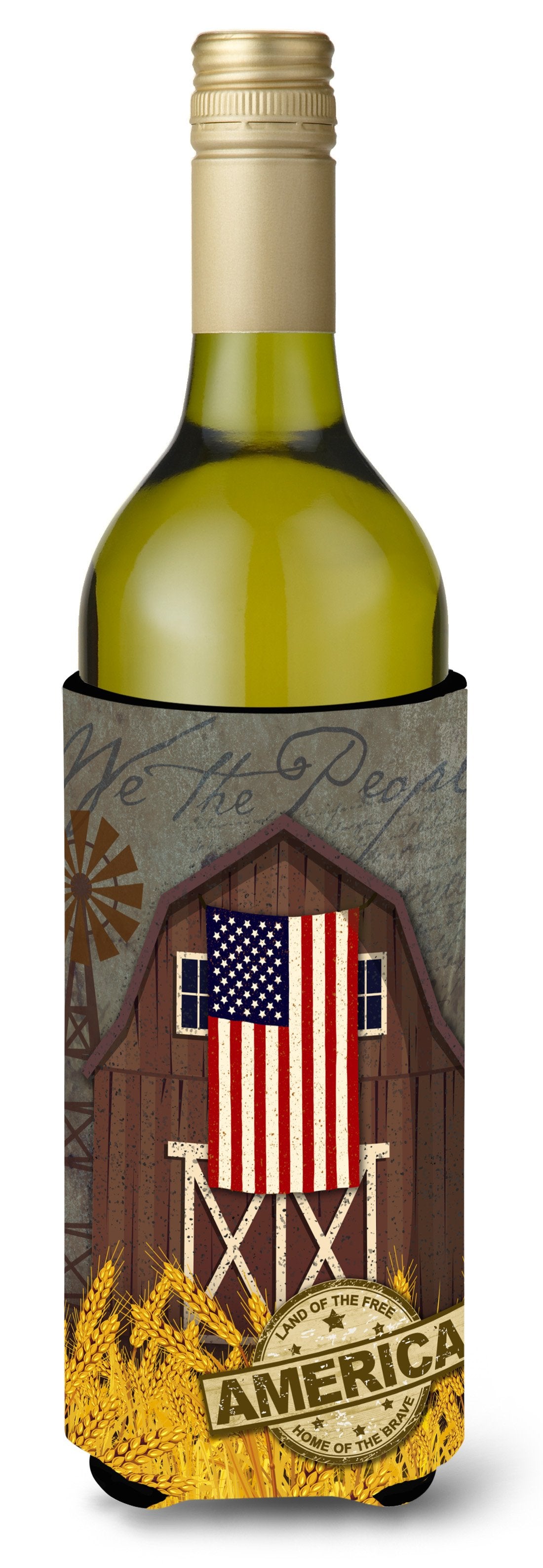 Patriotic Barn Land of America Wine Bottle Beverage Insulator Hugger VHA3036LITERK by Caroline&#39;s Treasures