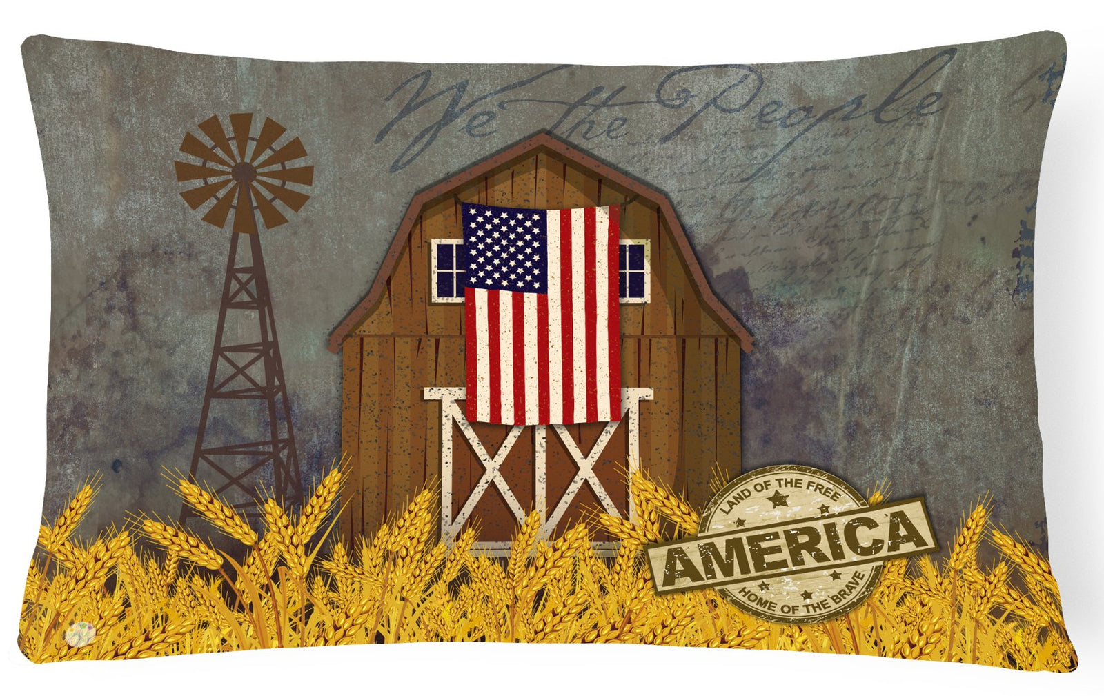 Patriotic Barn Land of America Canvas Fabric Decorative Pillow VHA3036PW1216 by Caroline's Treasures