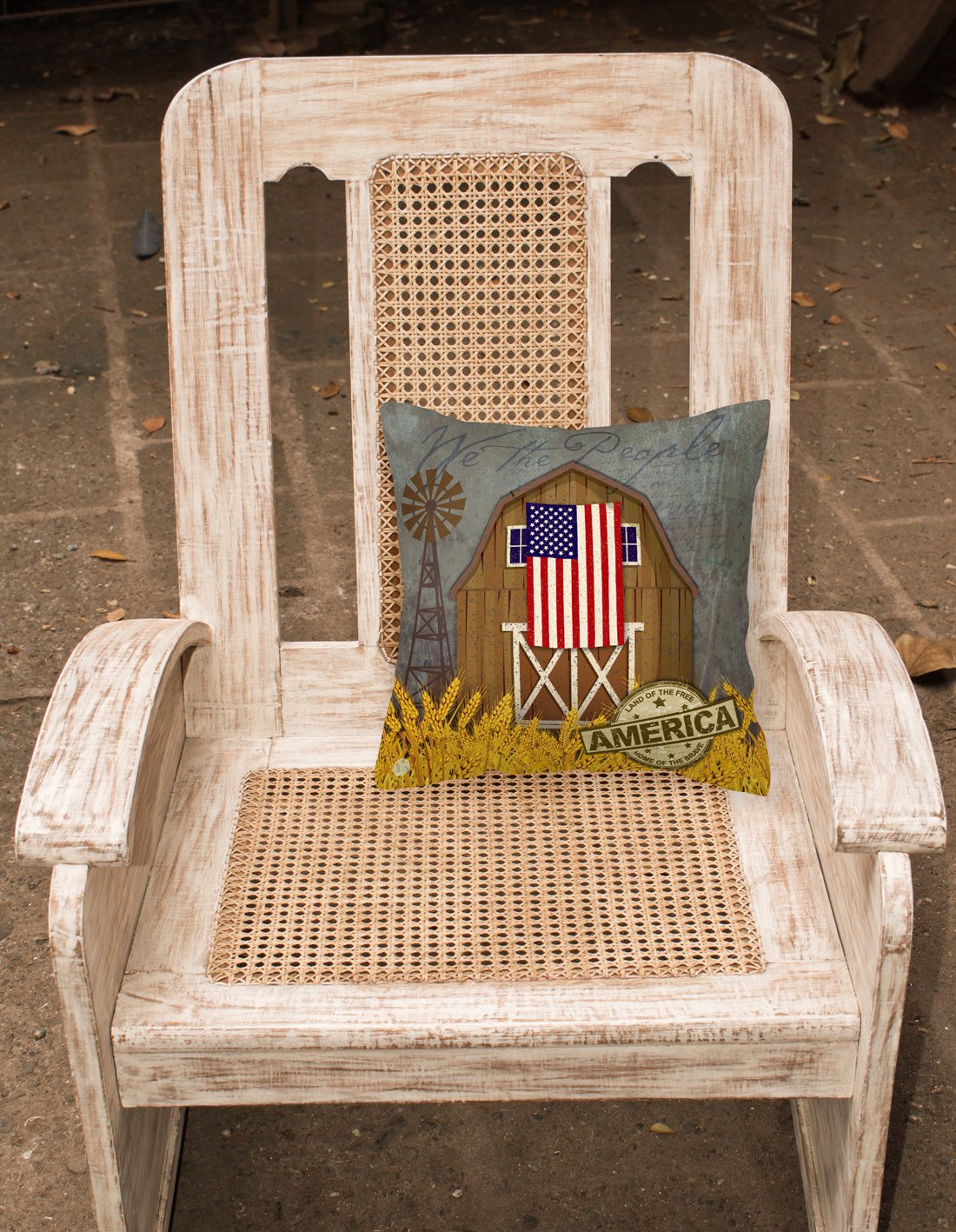Patriotic Barn Land of America Fabric Decorative Pillow VHA3036PW1818 by Caroline's Treasures