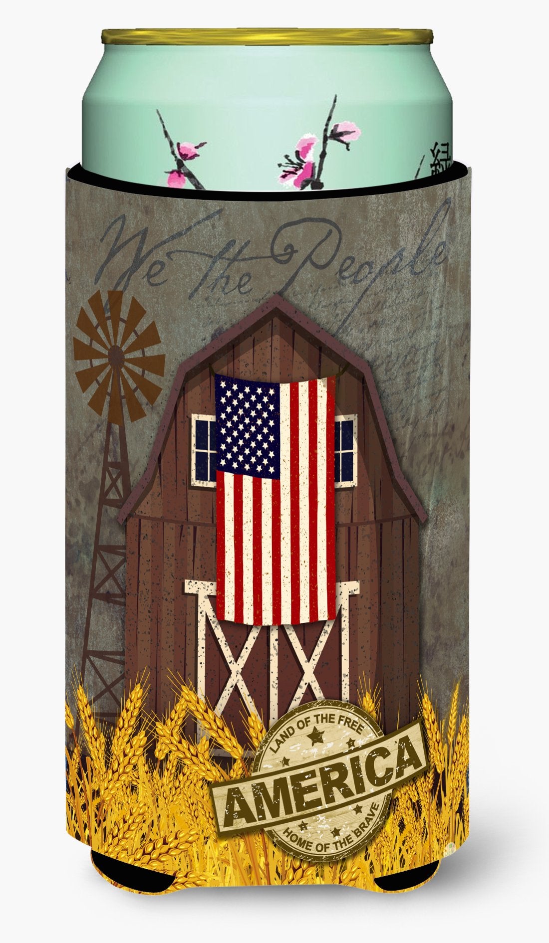 Patriotic Barn Land of America Tall Boy Beverage Insulator Hugger VHA3036TBC by Caroline's Treasures