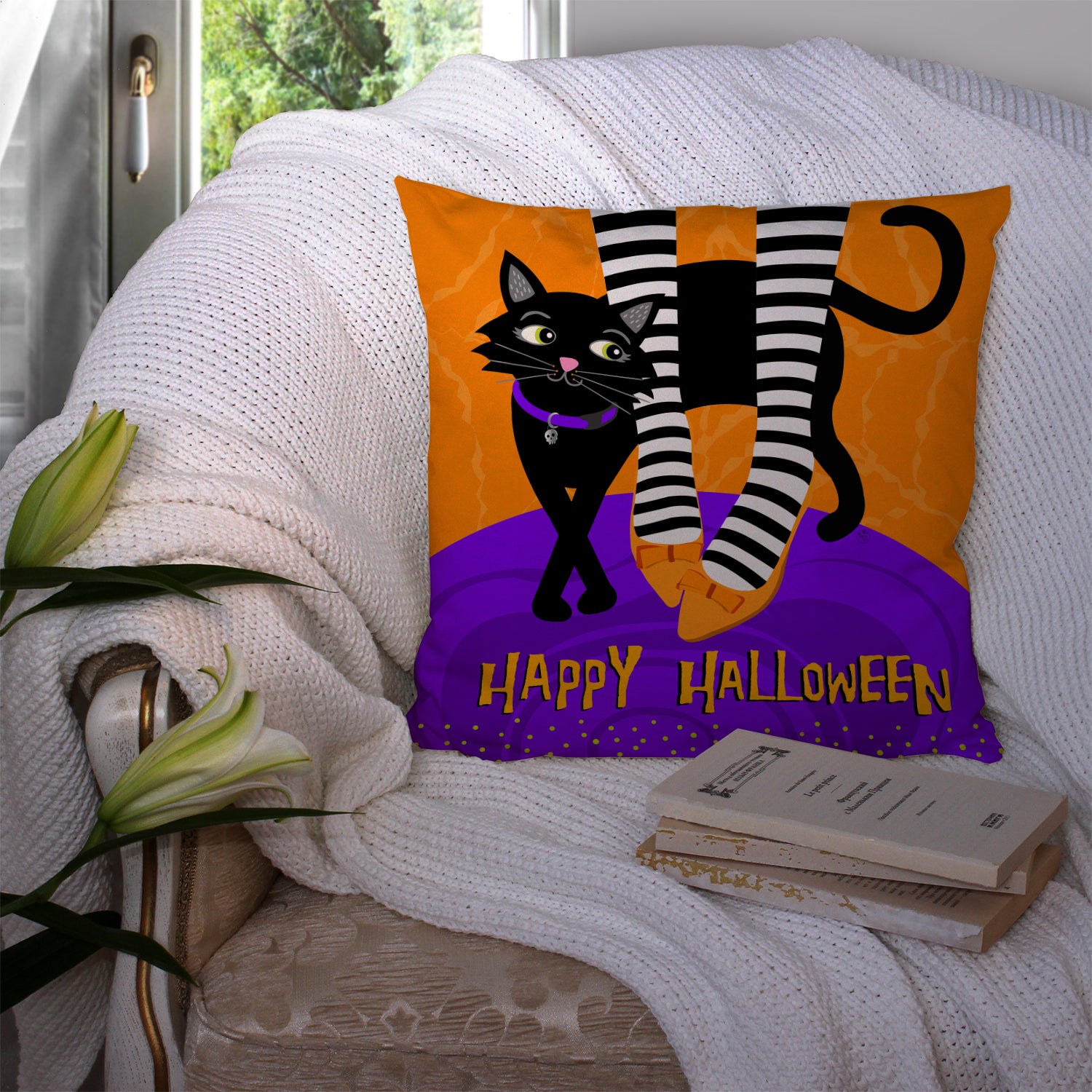 Halloween Witches Feet Fabric Decorative Pillow VHA3038PW1414 - the-store.com