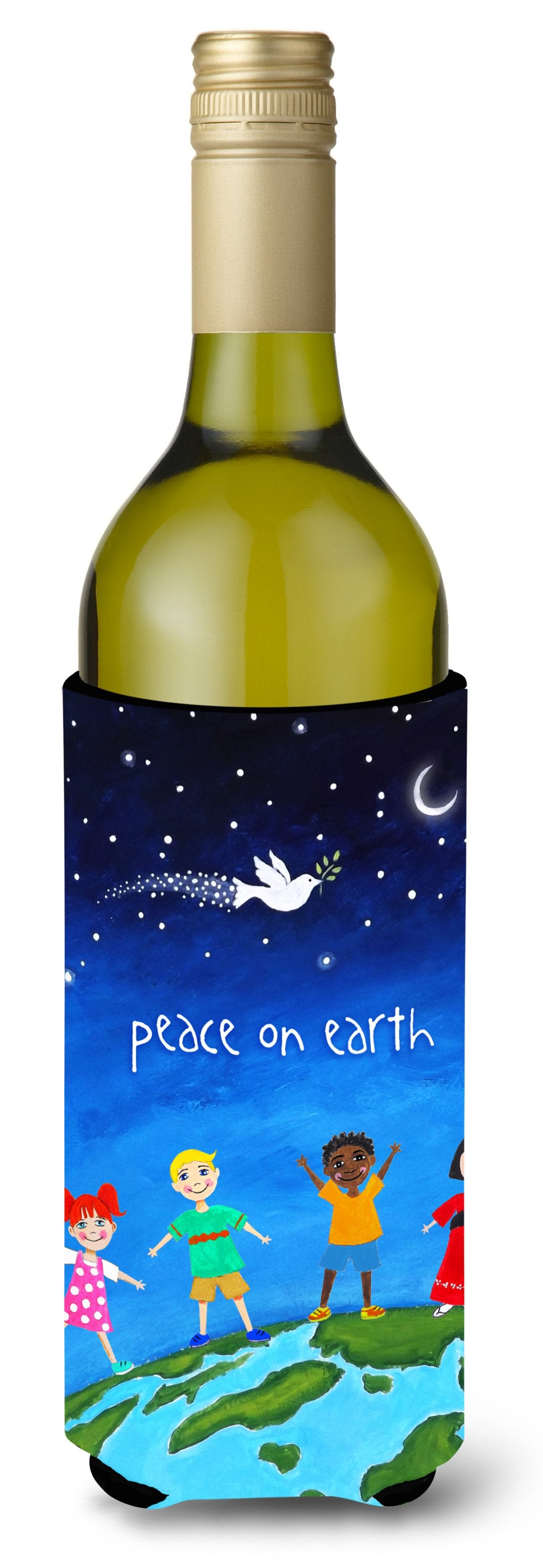 Peace on Earth Wine Bottle Beverage Insulator Hugger VHA3039LITERK by Caroline's Treasures