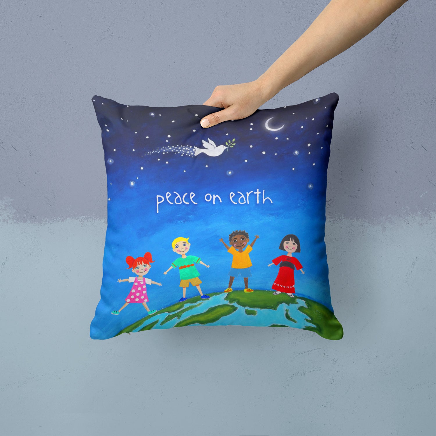 Peace on Earth Fabric Decorative Pillow VHA3039PW1414 - the-store.com