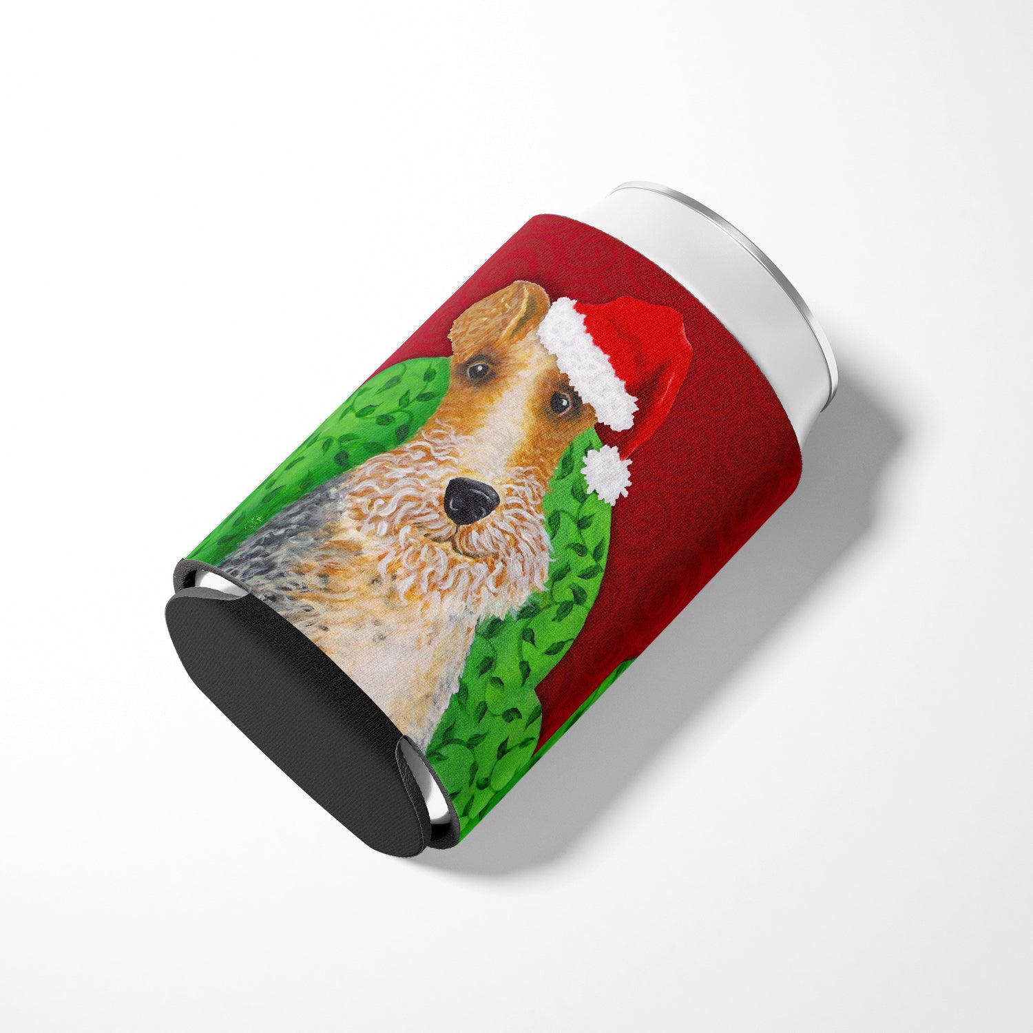 Wire Fox Terrier Christmas Can or Bottle Hugger VHA3040CC