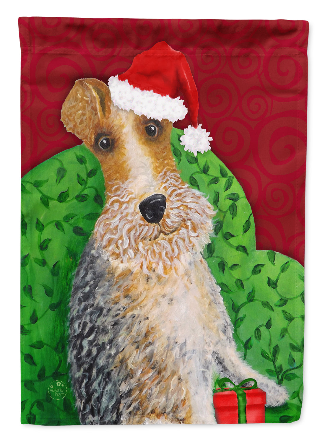 Wire Fox Terrier Christmas Flag Canvas House Size VHA3040CHF