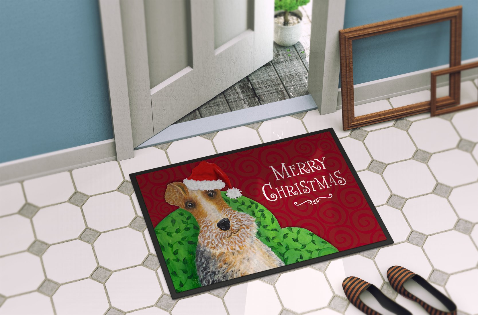 Wire Fox Terrier Christmas Indoor or Outdoor Mat 24x36 VHA3040JMAT by Caroline's Treasures