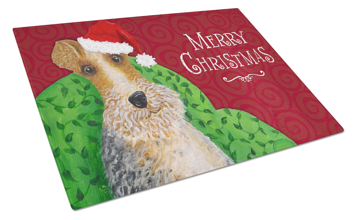 Wire Fox Terrier Christmas Glass Cutting Board Large VHA3040LCB by Caroline&#39;s Treasures