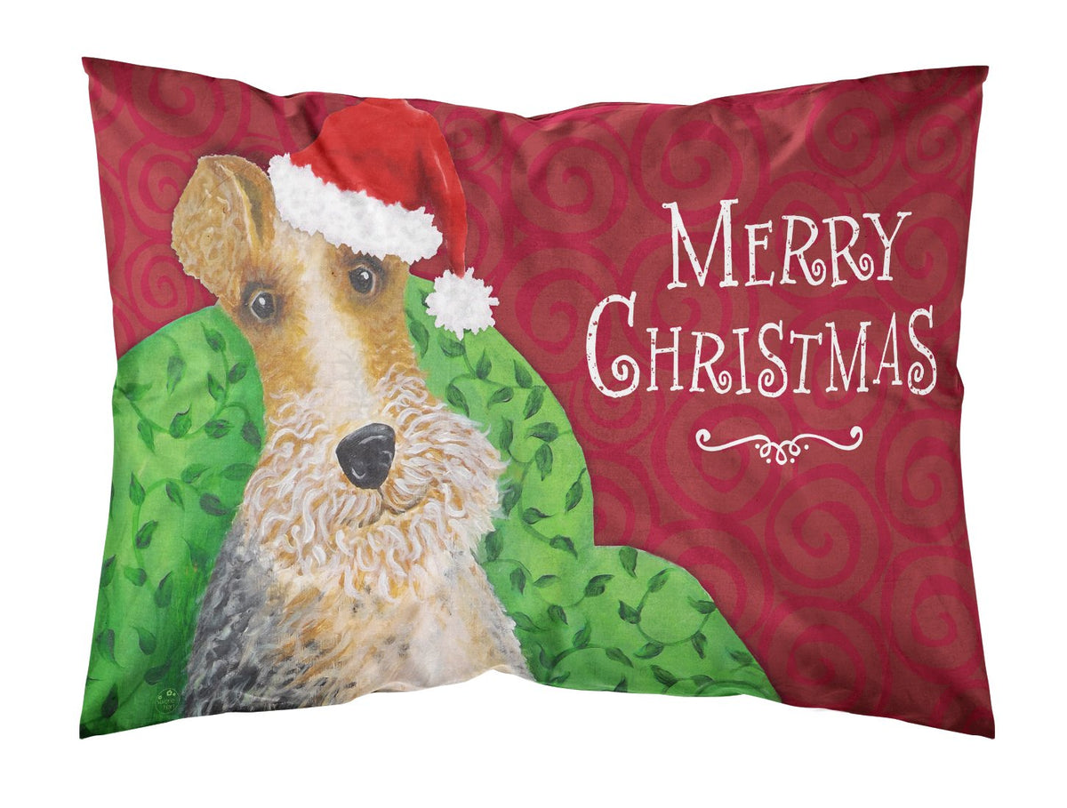 Wire Fox Terrier Christmas Fabric Standard Pillowcase VHA3040PILLOWCASE by Caroline&#39;s Treasures