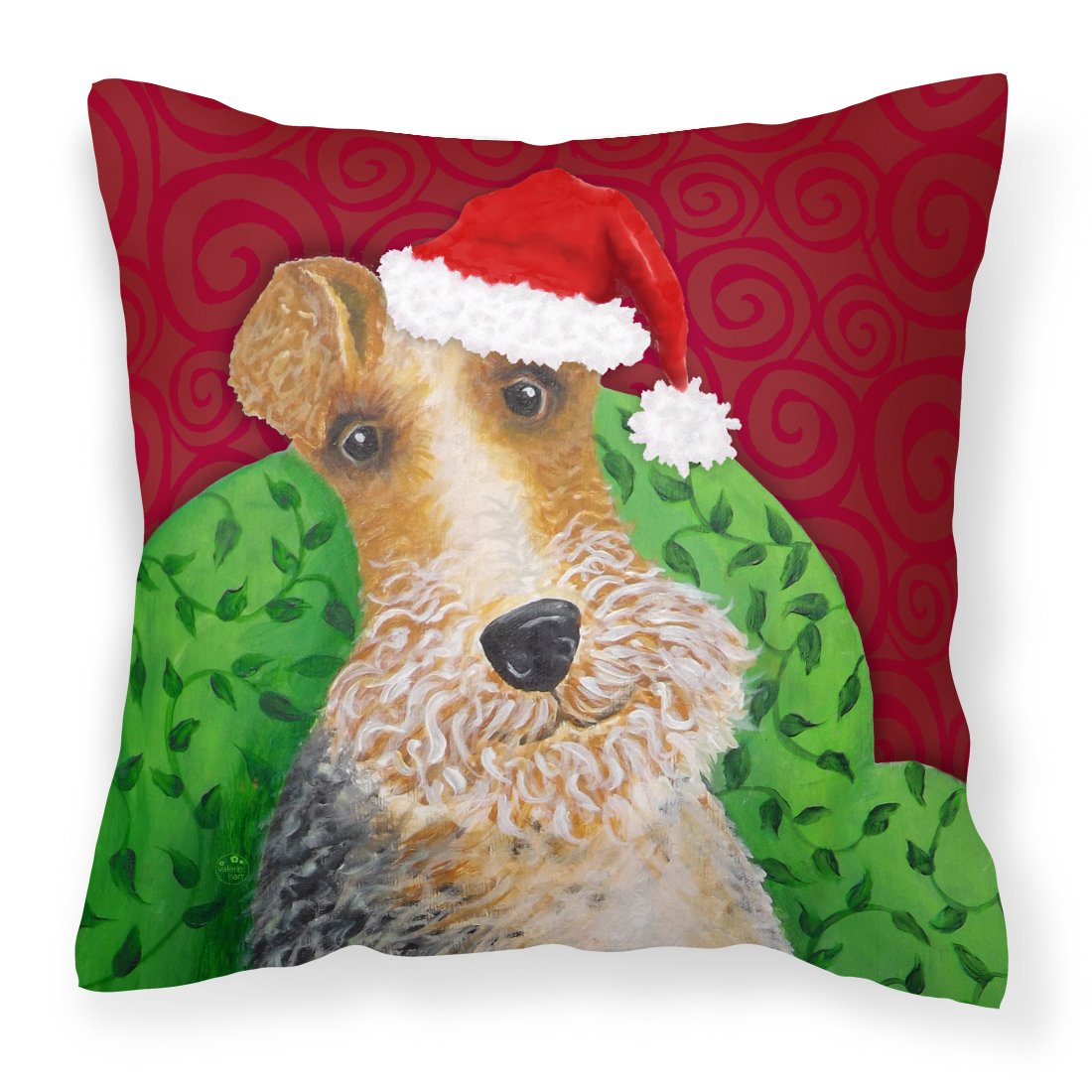 Wire Fox Terrier Christmas Fabric Decorative Pillow VHA3040PW1818 by Caroline&#39;s Treasures