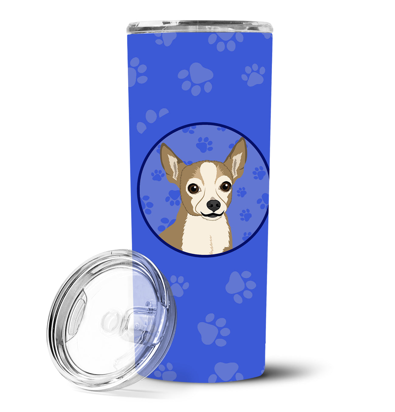 Chihuahua Silver and Tan  Stainless Steel 20 oz Skinny Tumbler - the-store.com