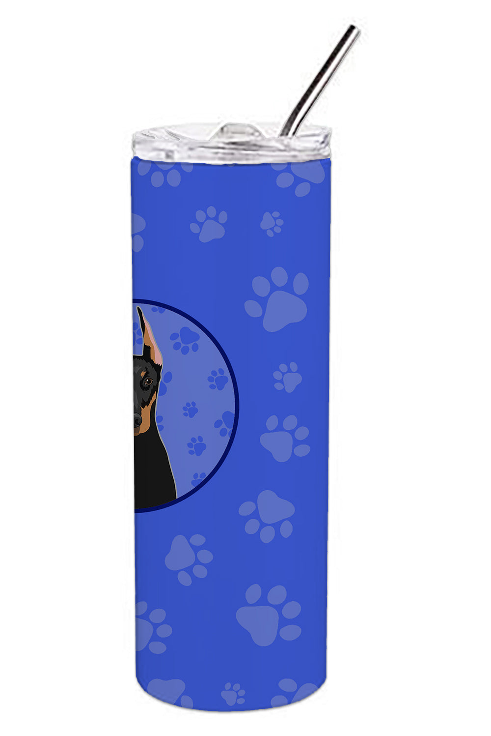 Doberman Pinscher Black and Rust Cropped Ears  Stainless Steel 20 oz Skinny Tumbler - the-store.com
