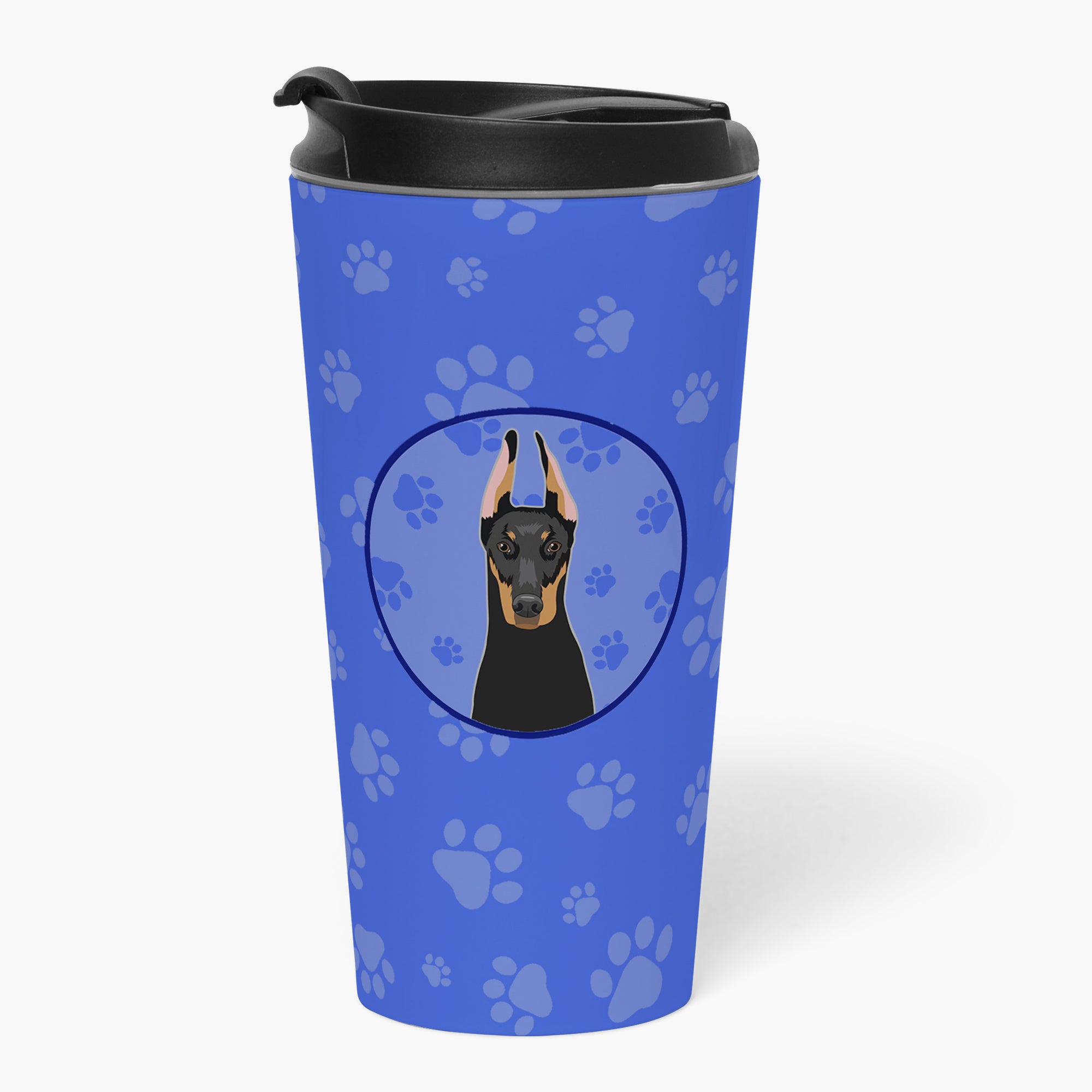 Buy this Doberman Pinscher Black and Rust Cropped Ears  Stainless Steel 16 oz  Tumbler