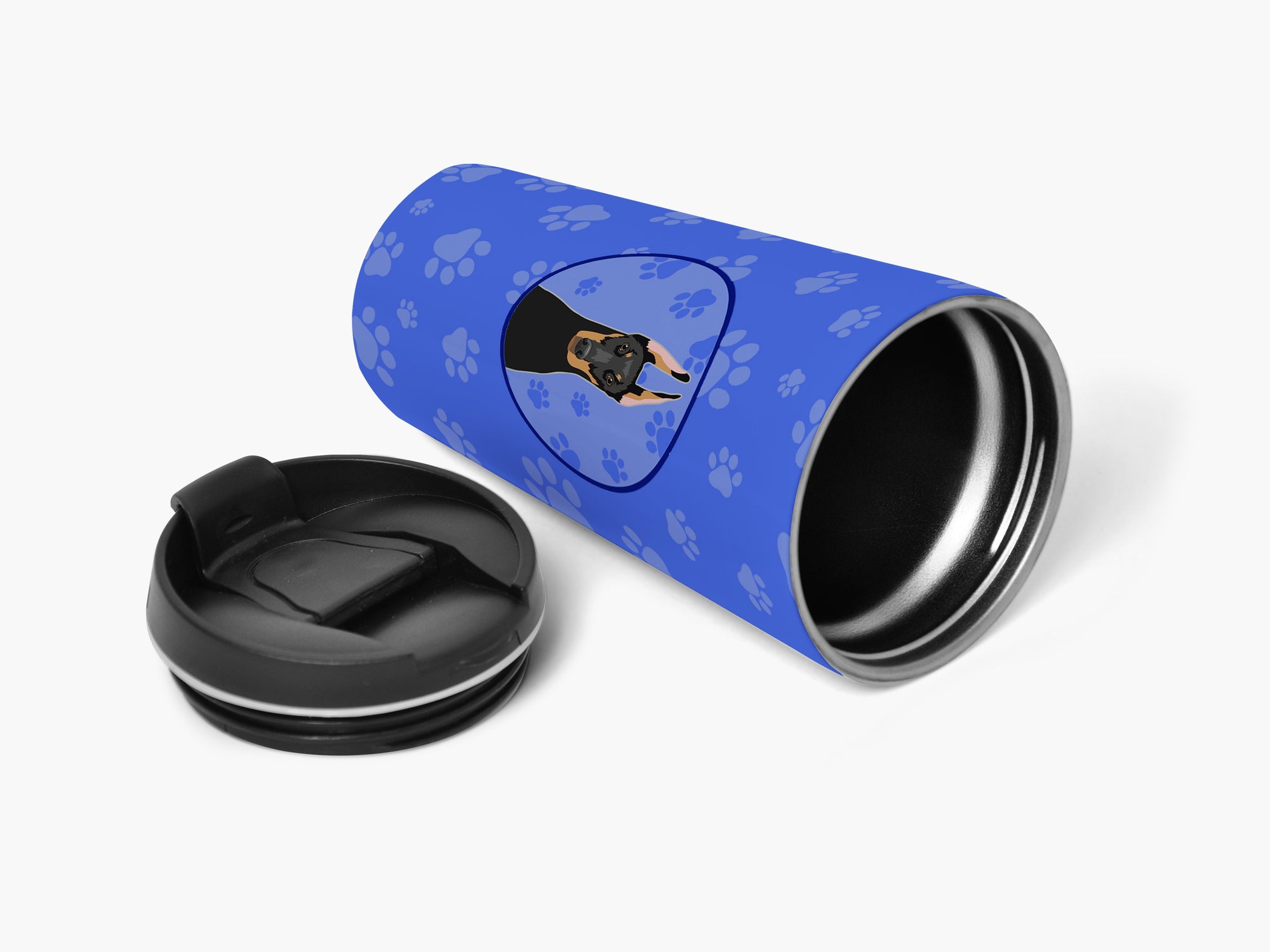 Doberman Pinscher Black and Rust Cropped Ears  Stainless Steel 16 oz  Tumbler - the-store.com