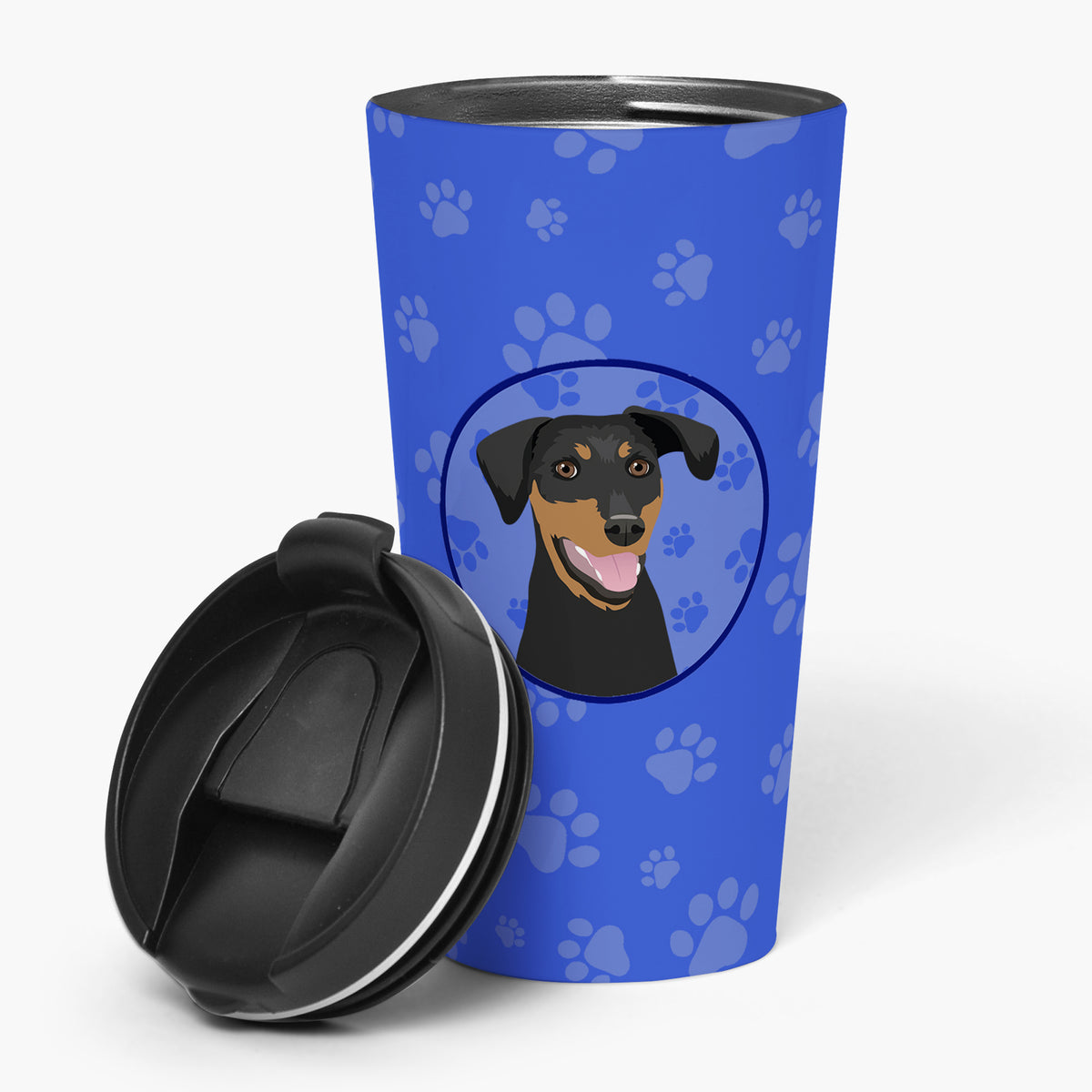 Buy this Doberman Pinscher Black and Rust Natural Ears #1  Stainless Steel 16 oz  Tumbler