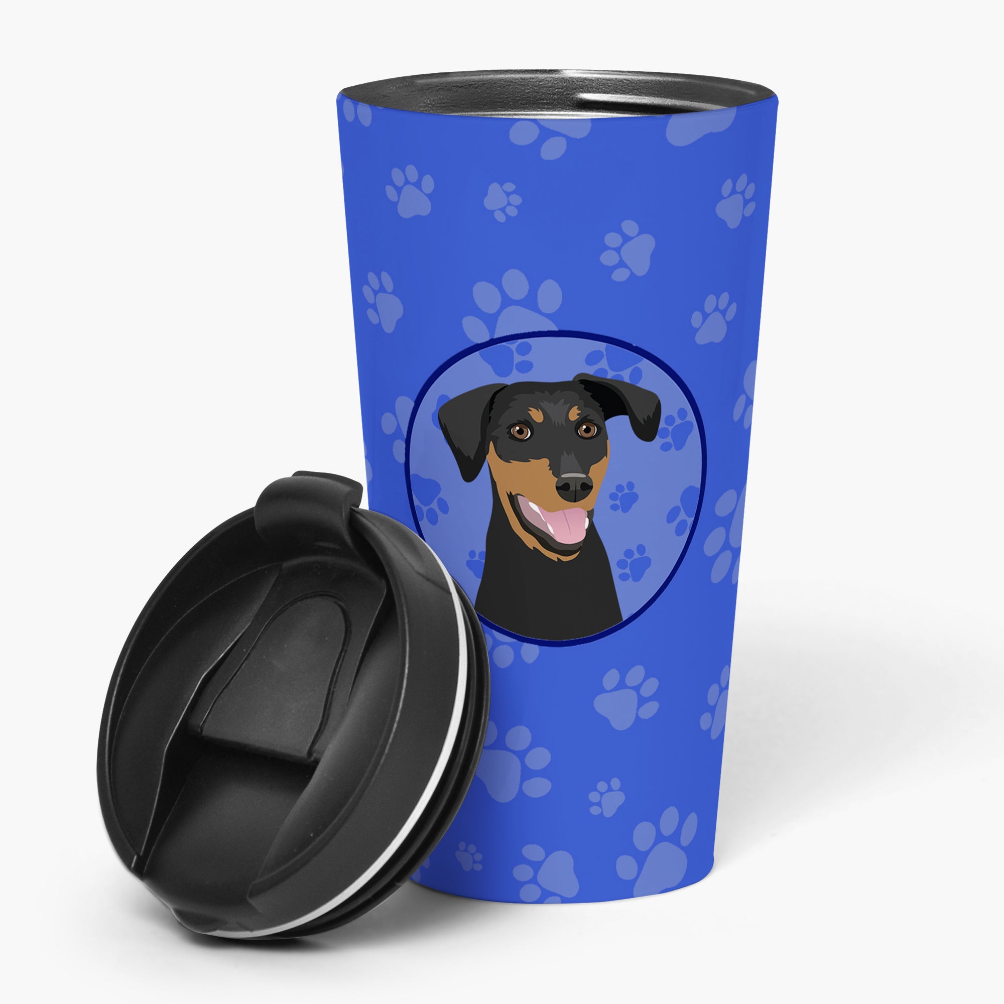 Buy this Doberman Pinscher Black and Rust Natural Ears #1  Stainless Steel 16 oz  Tumbler