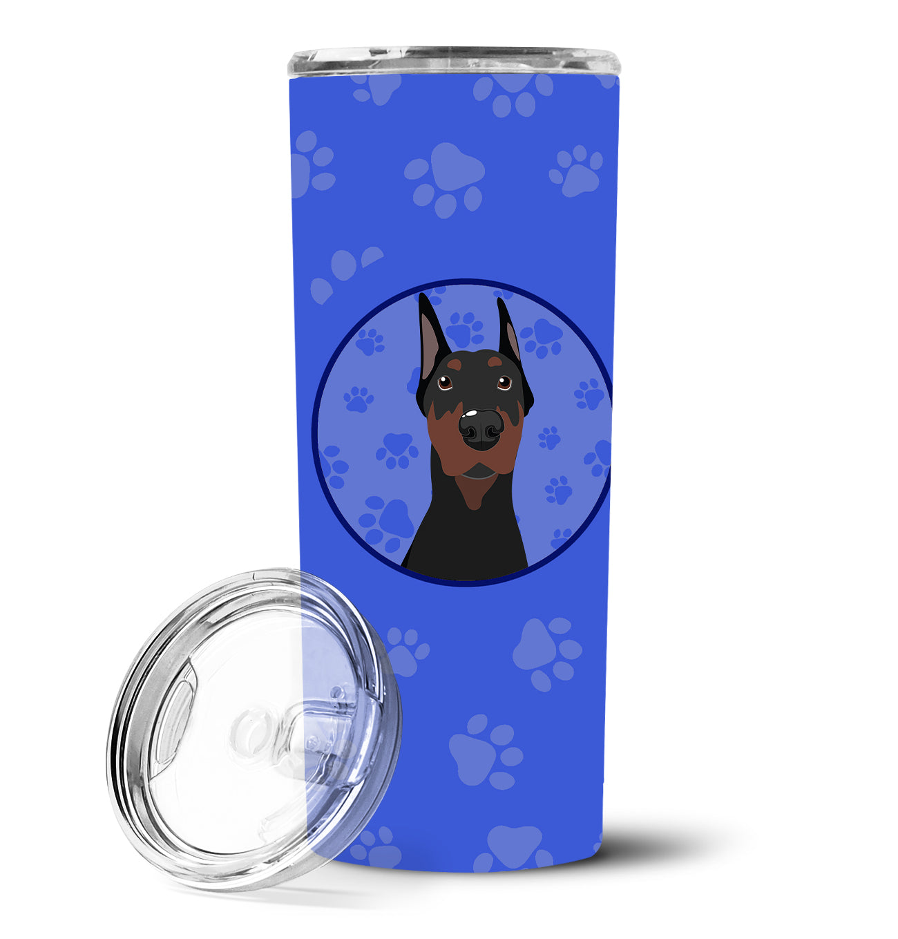 Doberman Pinscher Black Cropped Ears  Stainless Steel 20 oz Skinny Tumbler - the-store.com