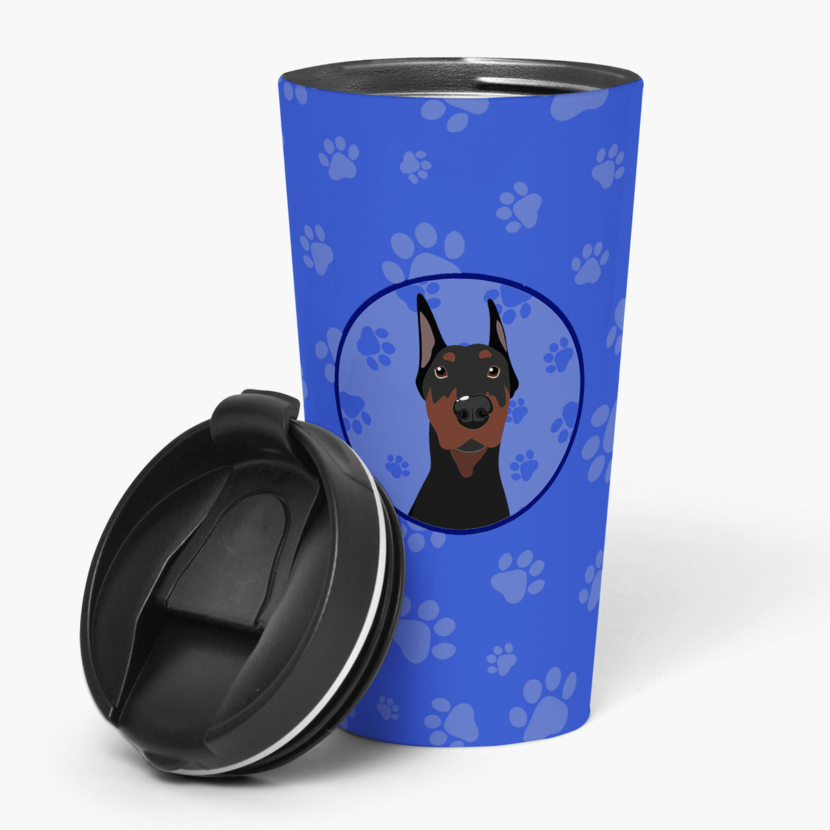 Buy this Doberman Pinscher Black Cropped Ears  Stainless Steel 16 oz  Tumbler