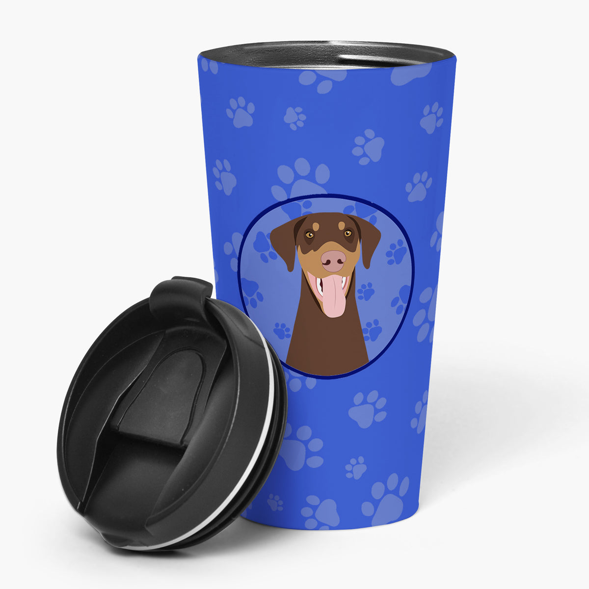 Buy this Doberman Pinscher Red and Rust Natural Ears #1  Stainless Steel 16 oz  Tumbler