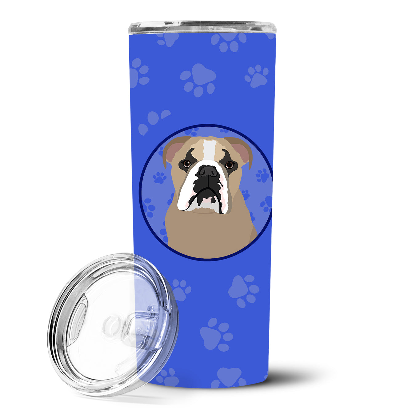 English Bulldog Lilac Tricolor  Stainless Steel 20 oz Skinny Tumbler - the-store.com