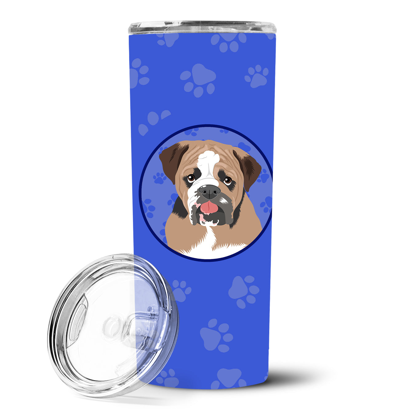 English Bulldog Tricolor #4  Stainless Steel 20 oz Skinny Tumbler - the-store.com