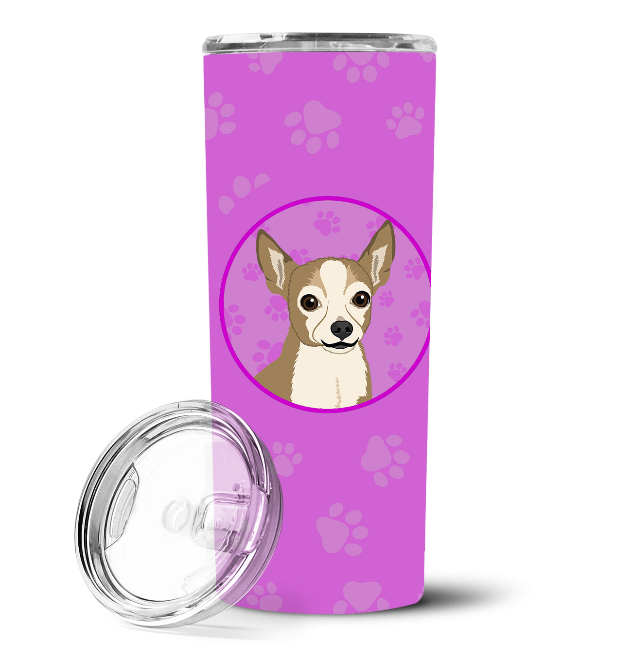 Chihuahua Silver and Tan Stainless Steel 20 oz Skinny Tumbler - the-store.com
