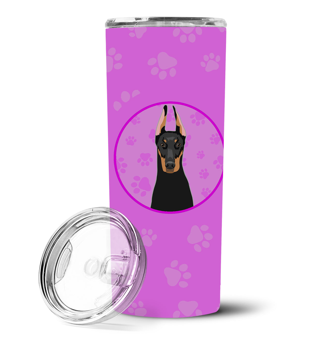 Doberman Pinscher Black and Rust Cropped Ears Stainless Steel 20 oz Skinny Tumbler - the-store.com