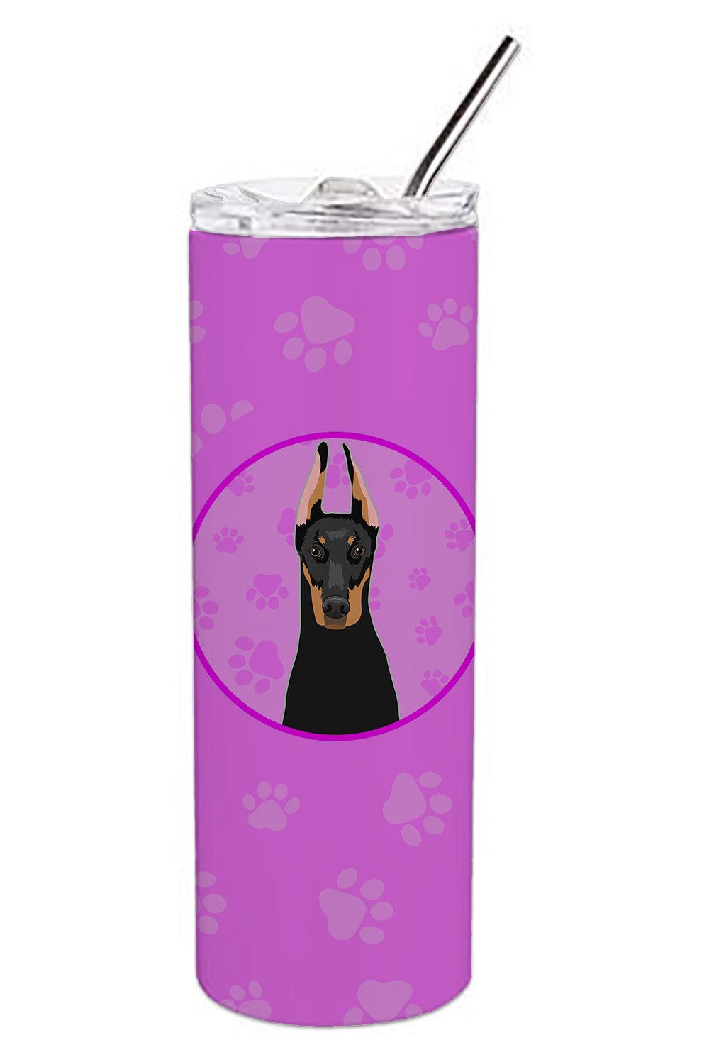 Caroline's Treasures Doberman Pinscher Black and Rust Cropped Ears Stainless Steel 20 oz Skinny Tumbler