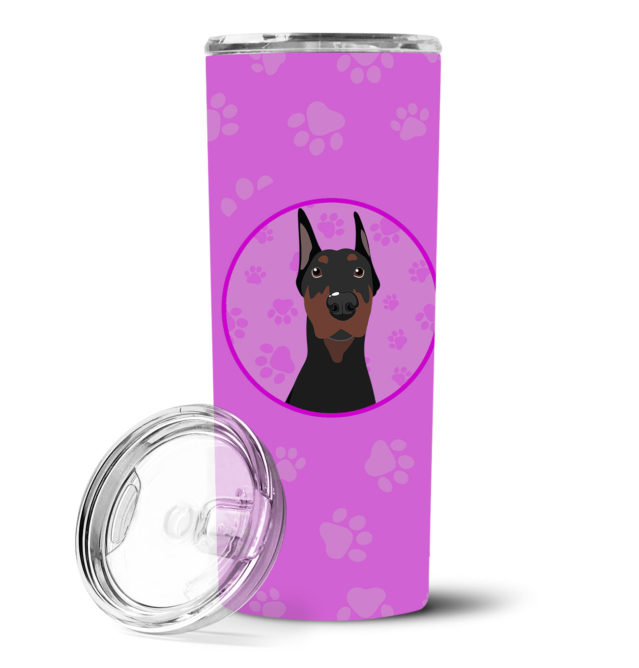 Doberman Pinscher Black Cropped Ears Stainless Steel 20 oz Skinny Tumbler - the-store.com