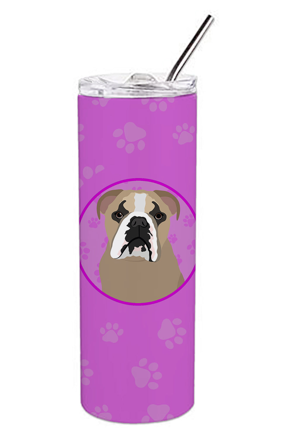 Buy this English Bulldog Lilac Tricolor Stainless Steel 20 oz Skinny Tumbler