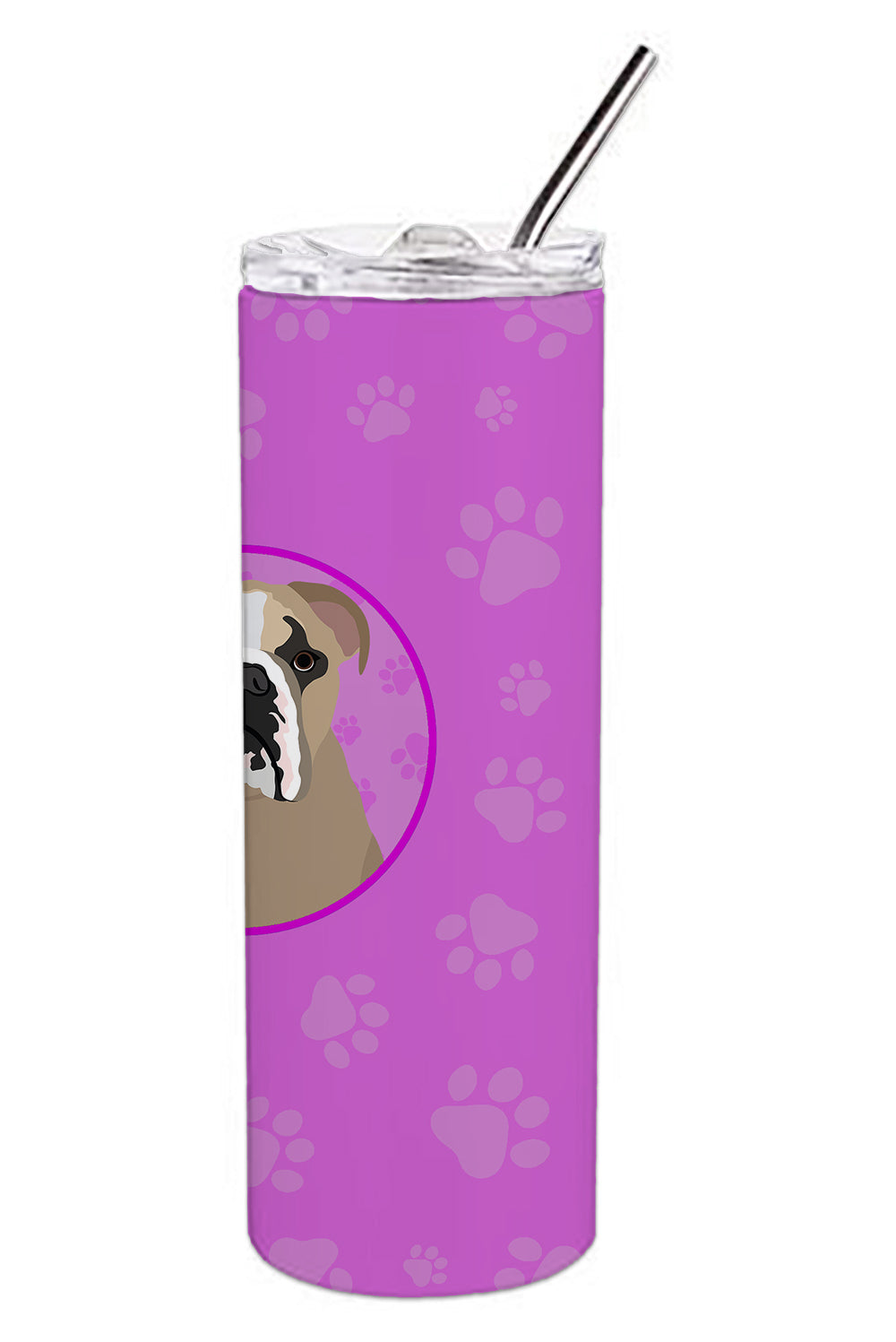 English Bulldog Lilac Tricolor Stainless Steel 20 oz Skinny Tumbler - the-store.com