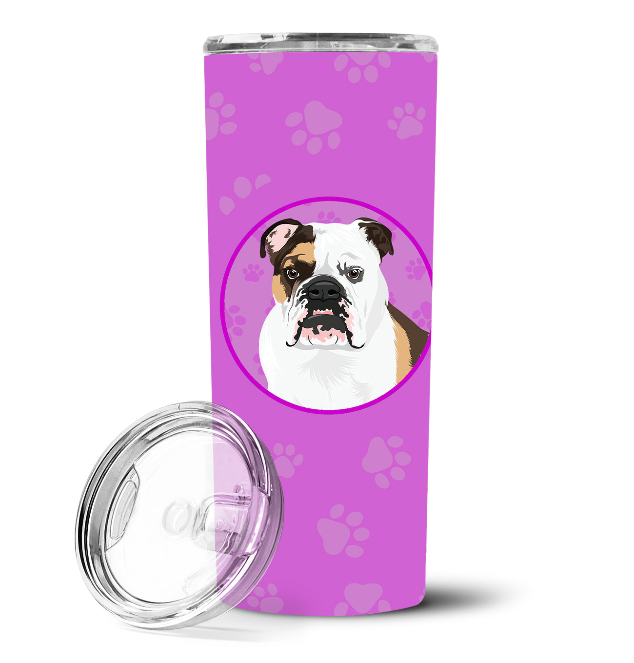 English Bulldog Tricolor #3 Stainless Steel 20 oz Skinny Tumbler - the-store.com