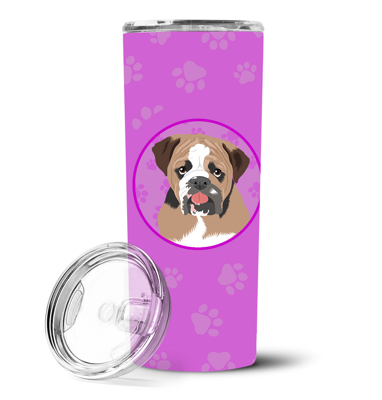 English Bulldog Tricolor #4 Stainless Steel 20 oz Skinny Tumbler - the-store.com