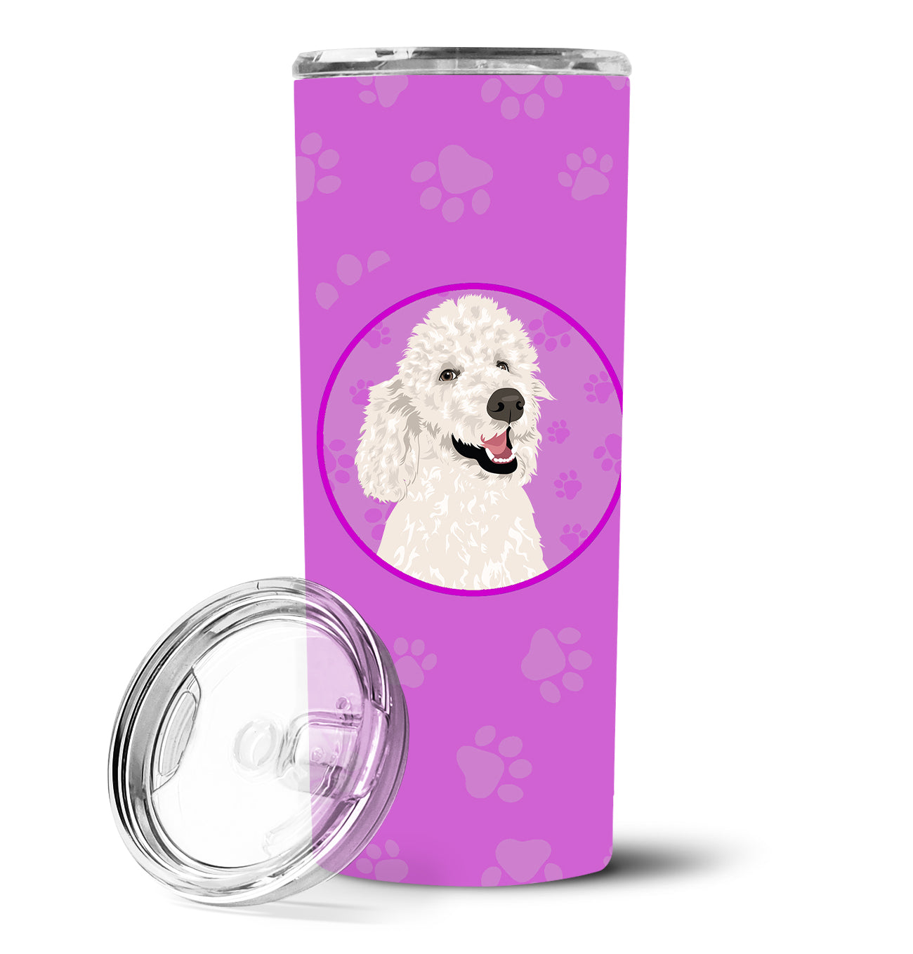 Poodle Standard White Stainless Steel 20 oz Skinny Tumbler - the-store.com