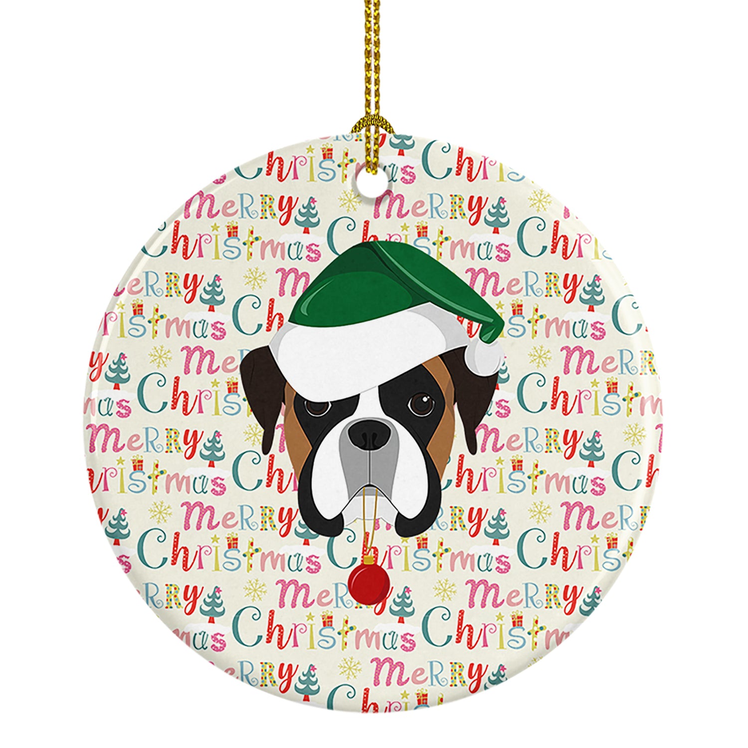 Buy this Boxer Merry Christmas Ceramic Ornament