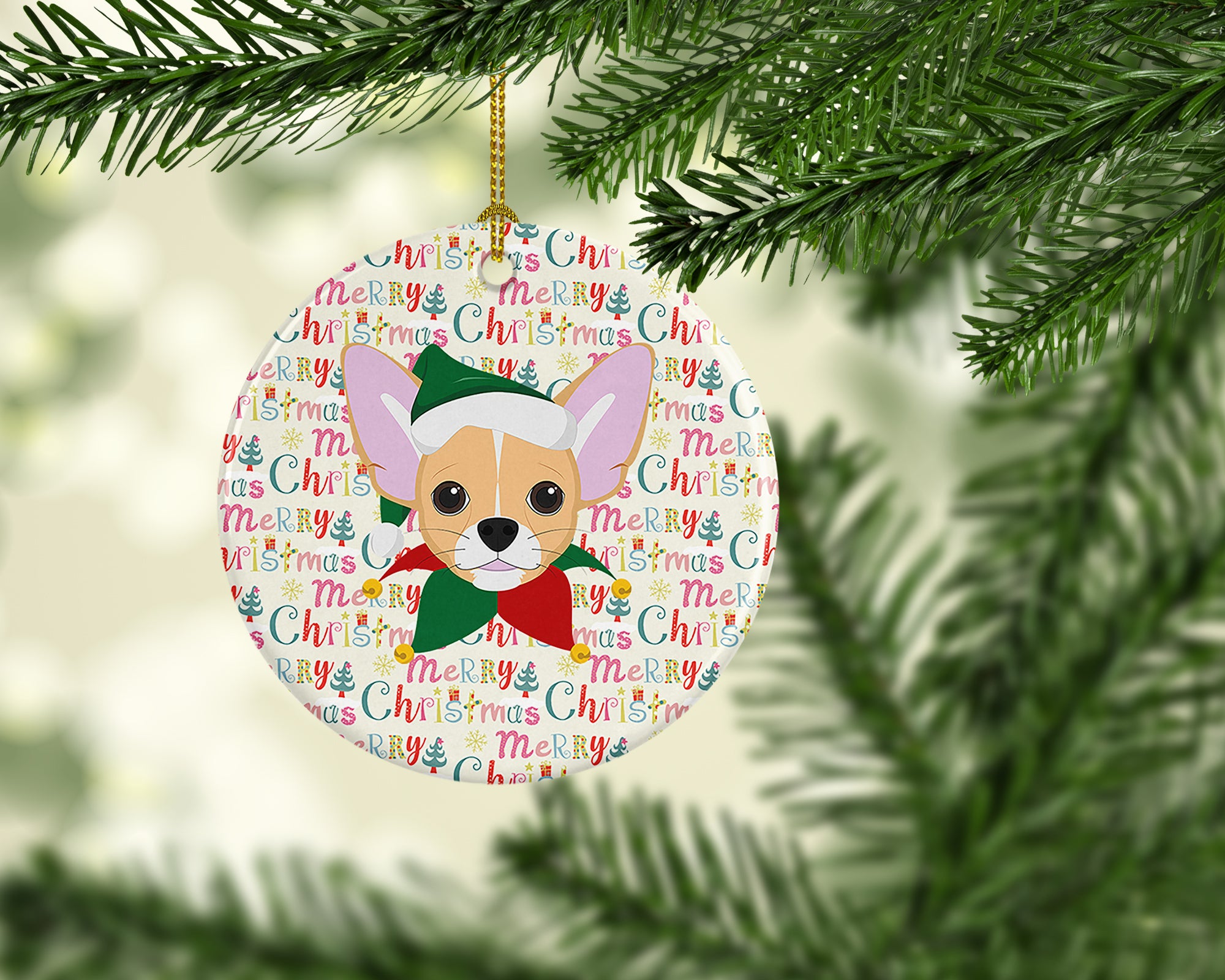 Buy this Chihuahua Merry Christmas Ceramic Ornament