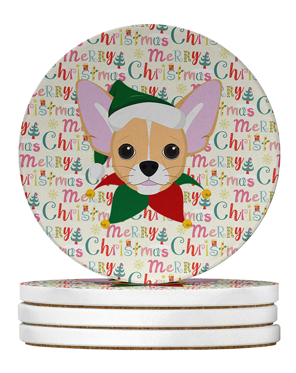 Buy this Chihuahua Merry Christmas Large Sandstone Coasters Pack of 4